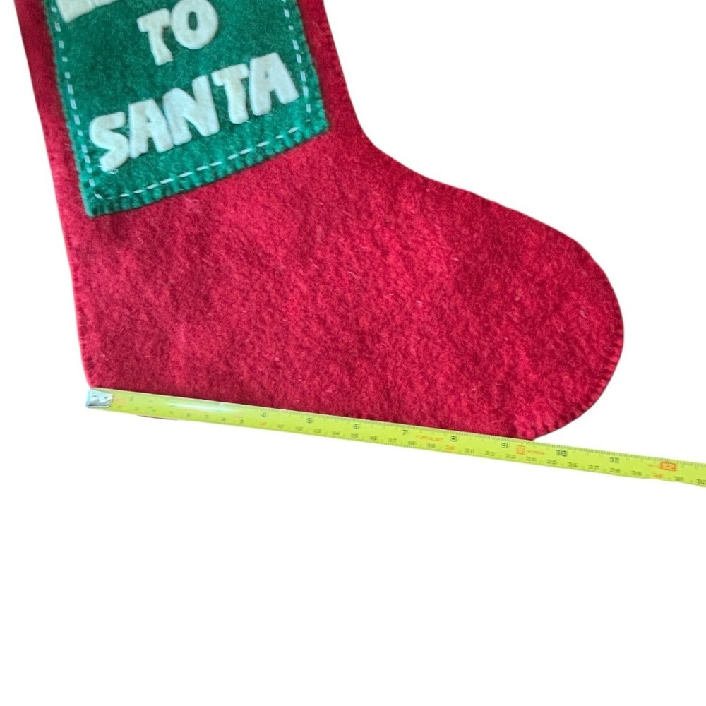 WOOL CHRISTMAS STOCKING LETTER TO SANTA Pocket Felt 19” red green - Picture 8 of 11